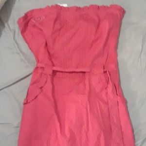 Strapless pinup polka dot wiggle betsey belt dress